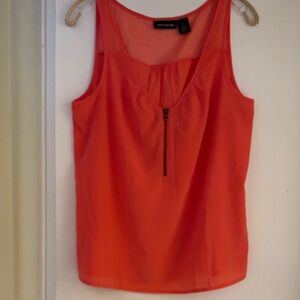 DKNY Vibrant Orange Tank Top with Front Zipper
